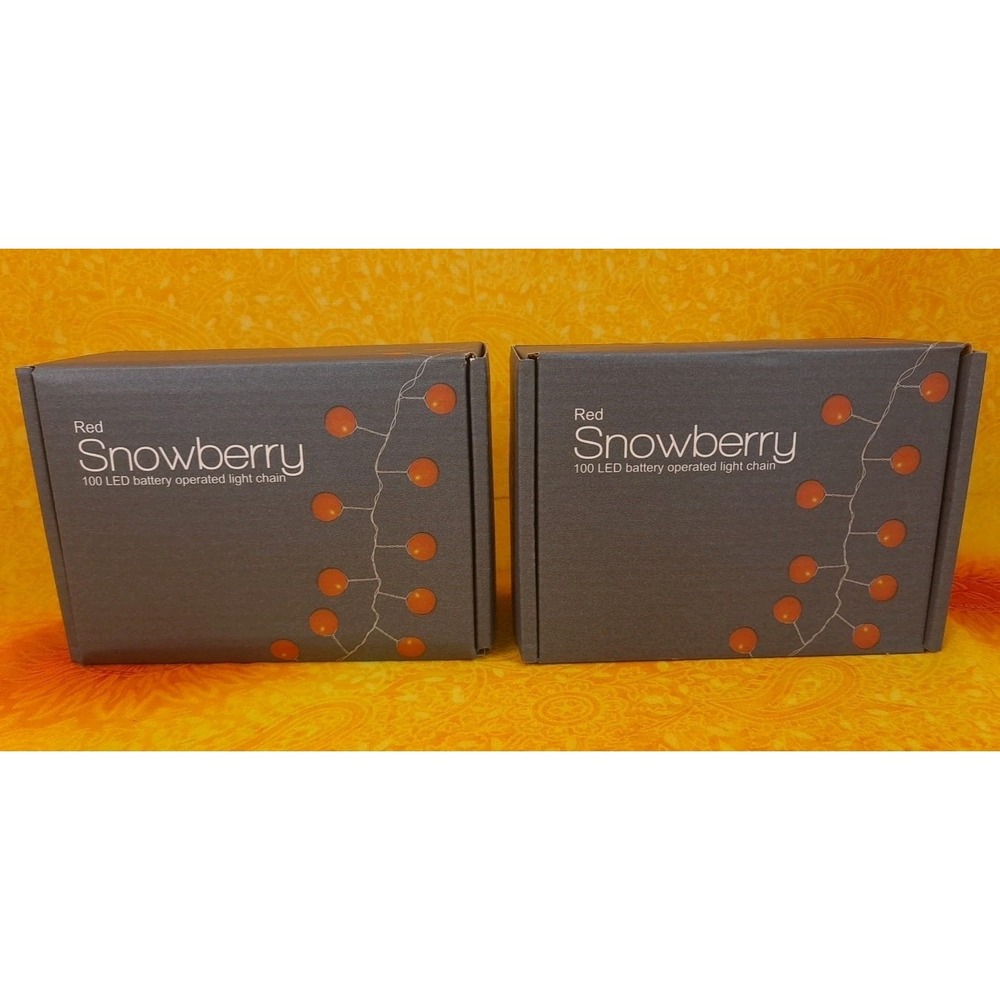 Set Of 2 Red Snowberry 100 LED Battery Operated Light Chain With Built In Timer